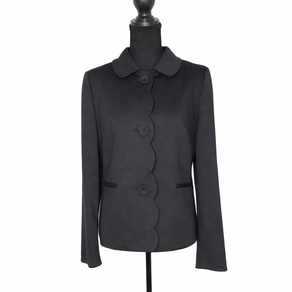 Talbots Black Scalloped Button Jacket | Classic Tailored Blazer - Picture 7 of 7
